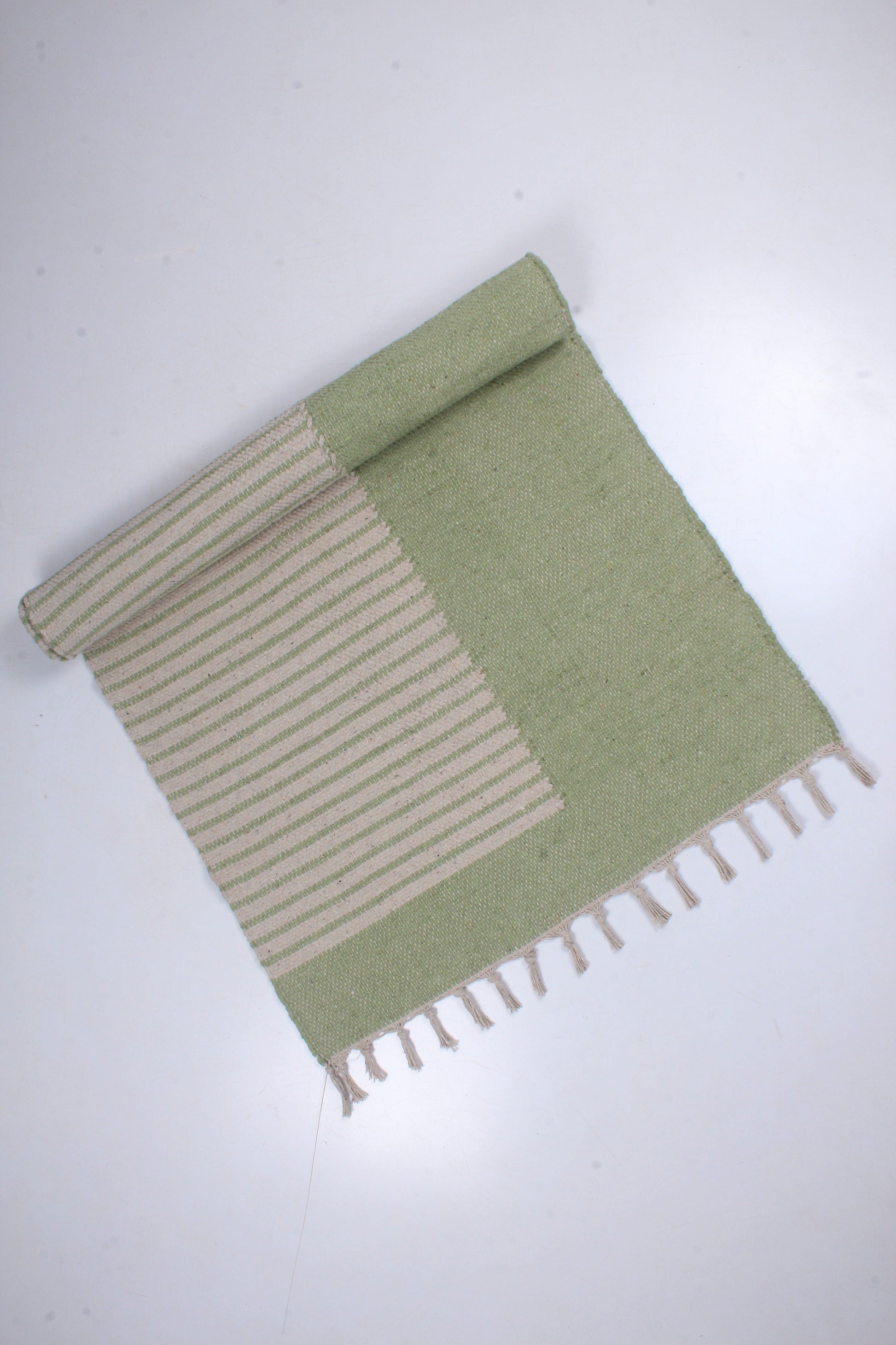 Shramdaan Green Yoga Mate with White Stripes