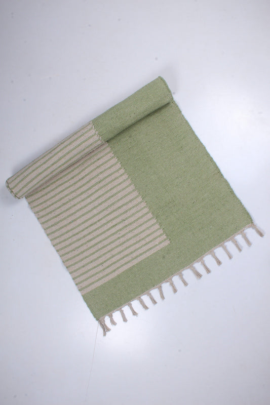 Shramdaan Green Yoga Mate with White Stripes