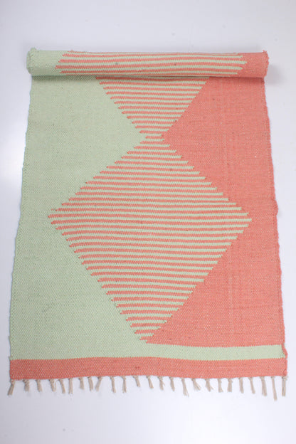 Shramdaan Handwoven Peach and Green Yoga Mat