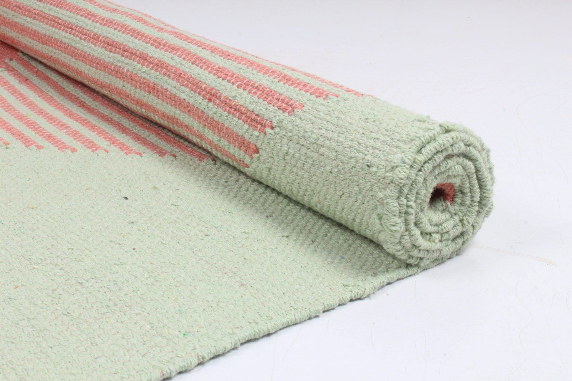 Shramdaan Handwoven Peach and Green Yoga Mat