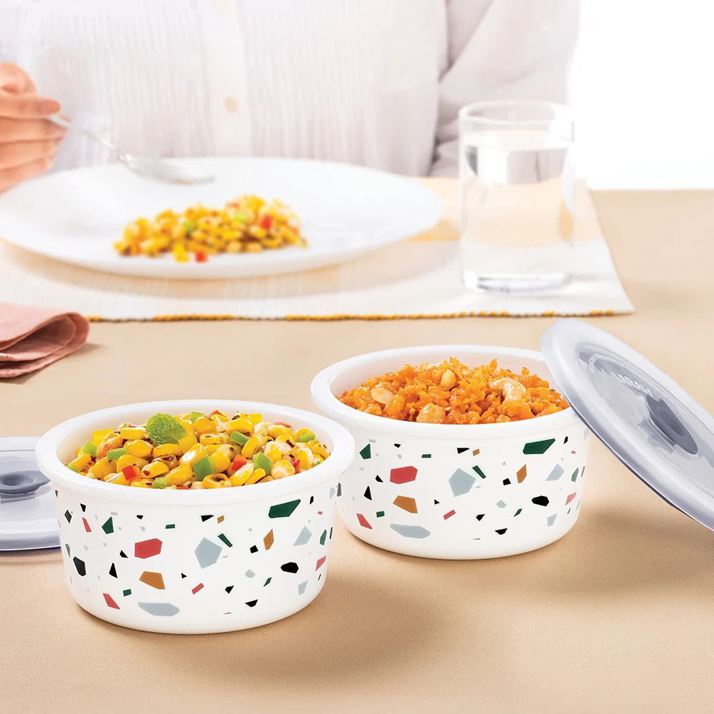 Borosil Larah Opalware Confetti Storage Bowls Set of 2