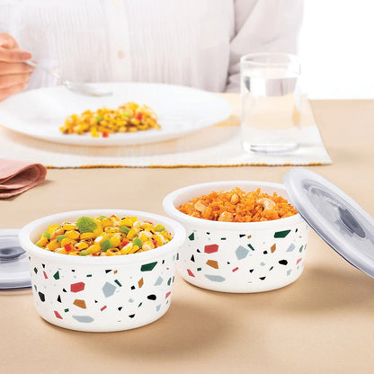 Borosil Larah Opalware Confetti Storage Bowls Set of 2