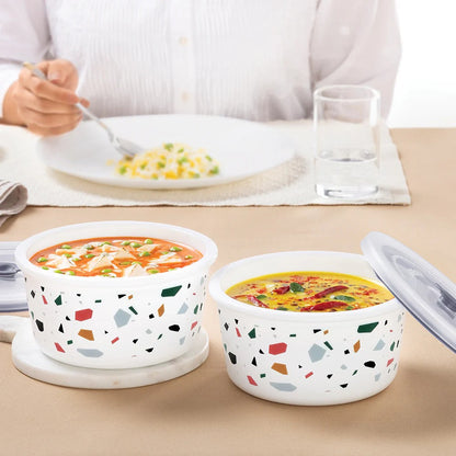 Borosil Larah Opalware Confetti Storage Bowls Set of 2