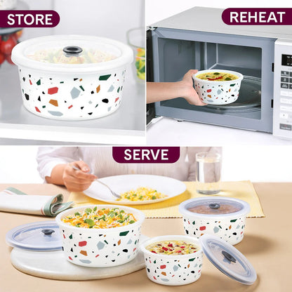 Borosil Larah Opalware Lupin Storage Bowls Set (1.2L+800ml+400ml)