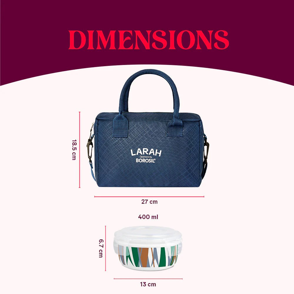 Borosil Larah Lunchbox Set of 4 Blue Bag