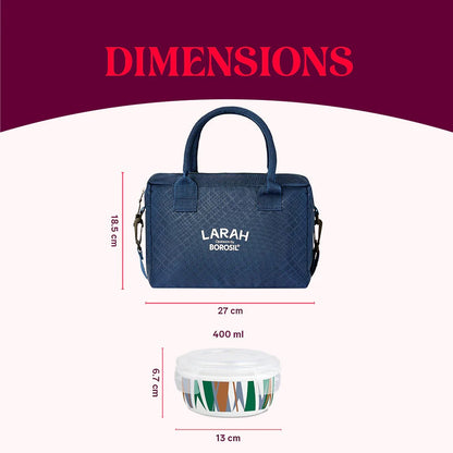 Borosil Larah Lunchbox Set of 4 Blue Bag