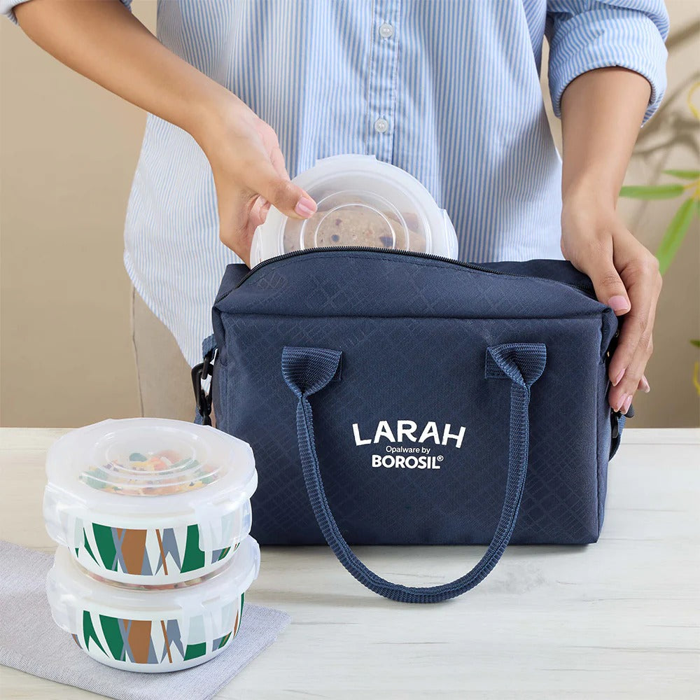 Borosil Larah Lunchbox Set of 4 Blue Bag