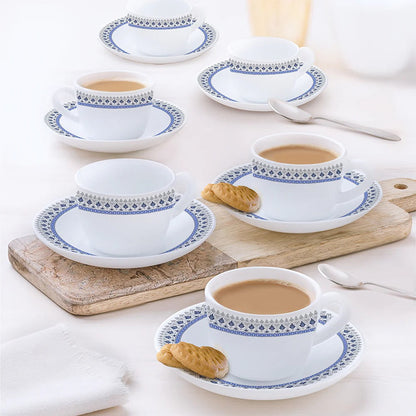 Borosil Larah Opalware Ocean Cup & Saucers Set