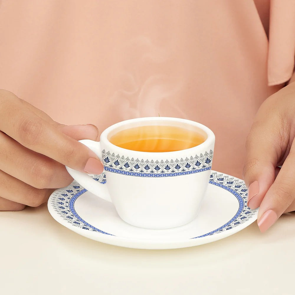 Borosil Larah Opalware Ocean Cup & Saucers Set