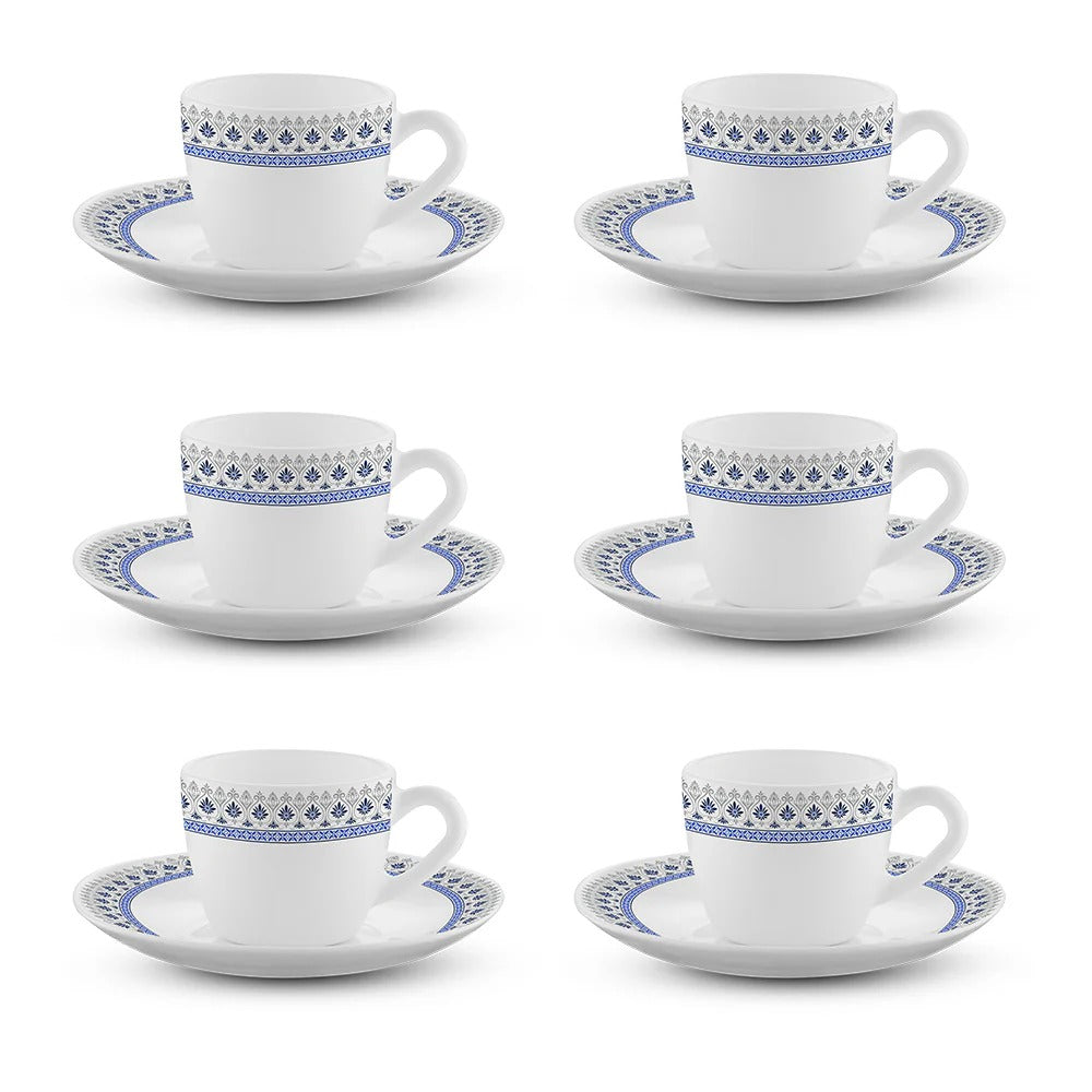 Borosil Larah Opalware Ocean Cup & Saucers Set