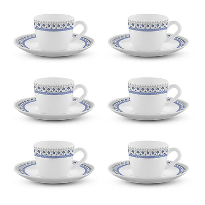 Borosil Larah Opalware Ocean Cup & Saucers Set