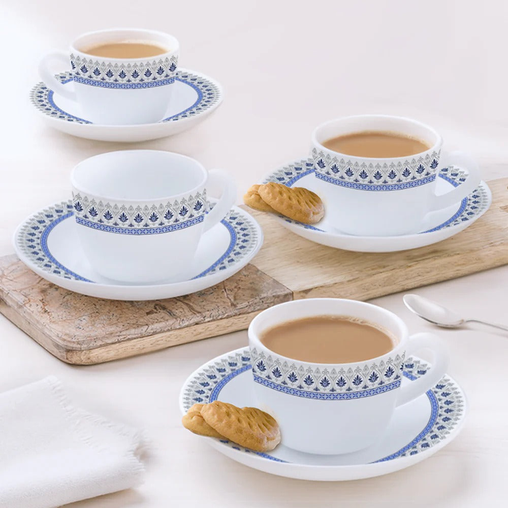 Borosil Larah Opalware Ocean Cup & Saucers Set