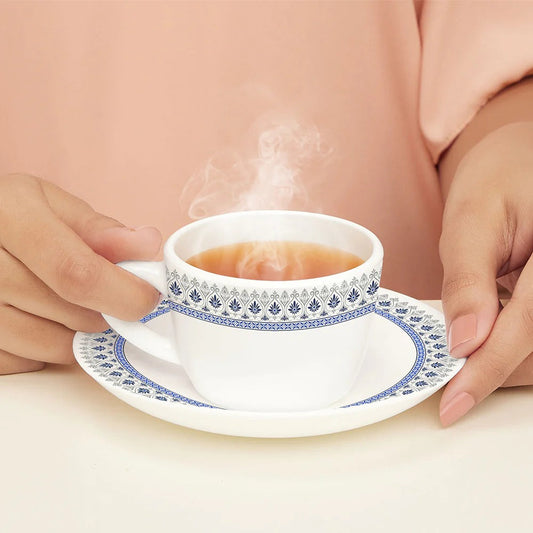 Borosil Larah Opalware Ocean Cup & Saucers Set