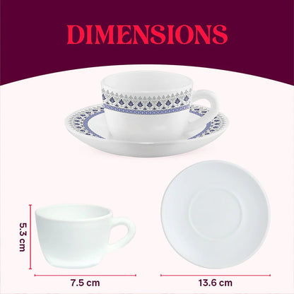 Borosil Larah Opalware Ocean Cup & Saucers Set