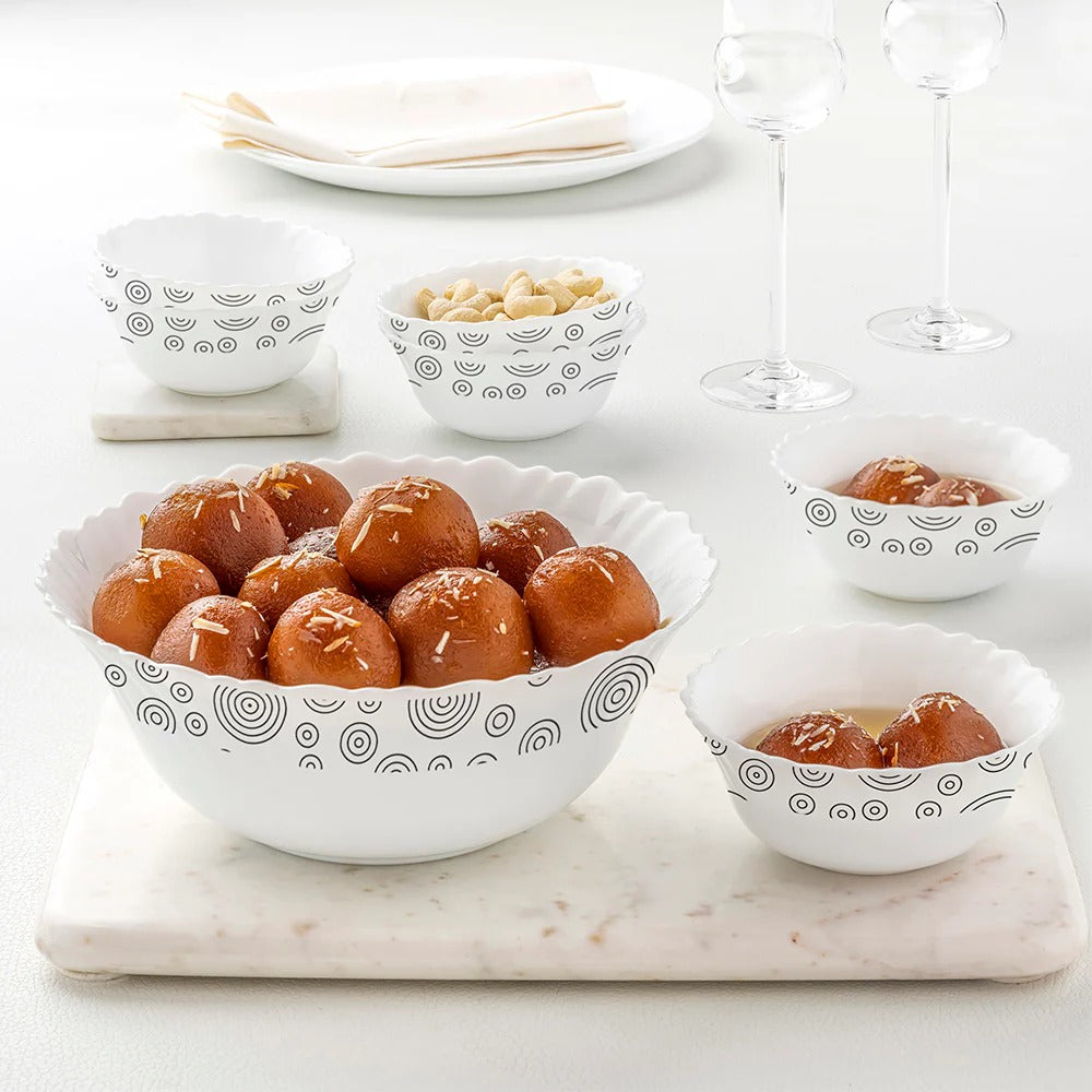 Borosil Larah Opalware Spiral 7 Pcs Pudding Set