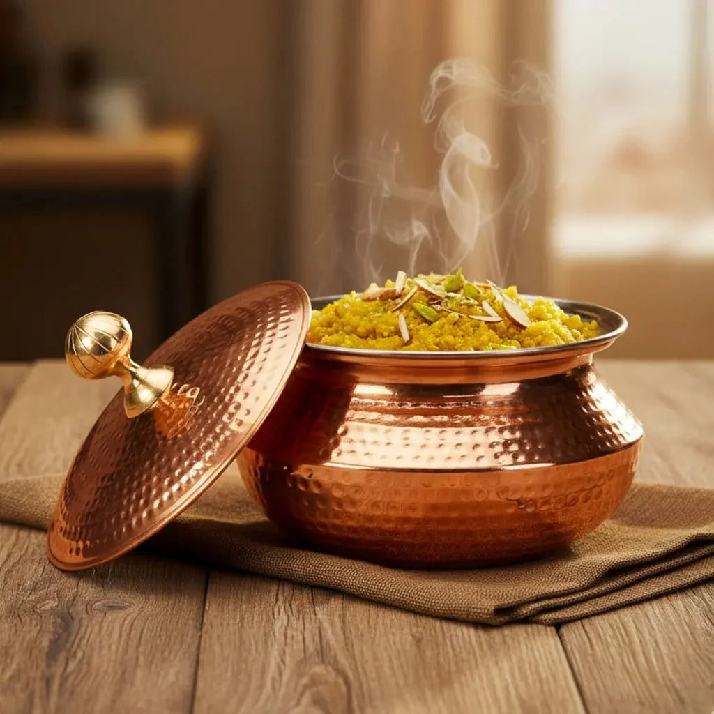 Artarium Copper Degchi with Lid Traditional Copper Cookware