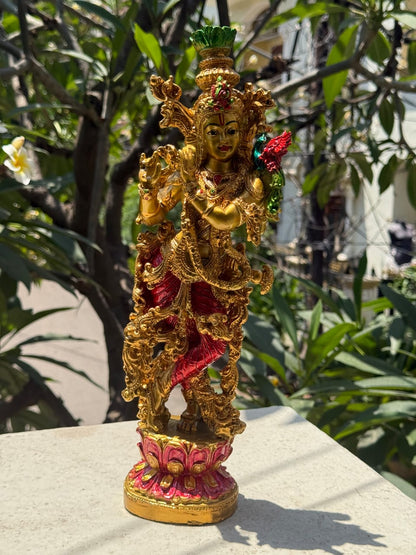 Ekhasa Marble Dust Lord Krishna Idol with Flute Multicolour