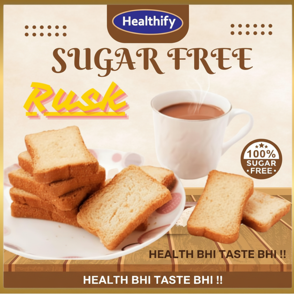 Healthify Sugar Free Multigrain Rusk Elaichi