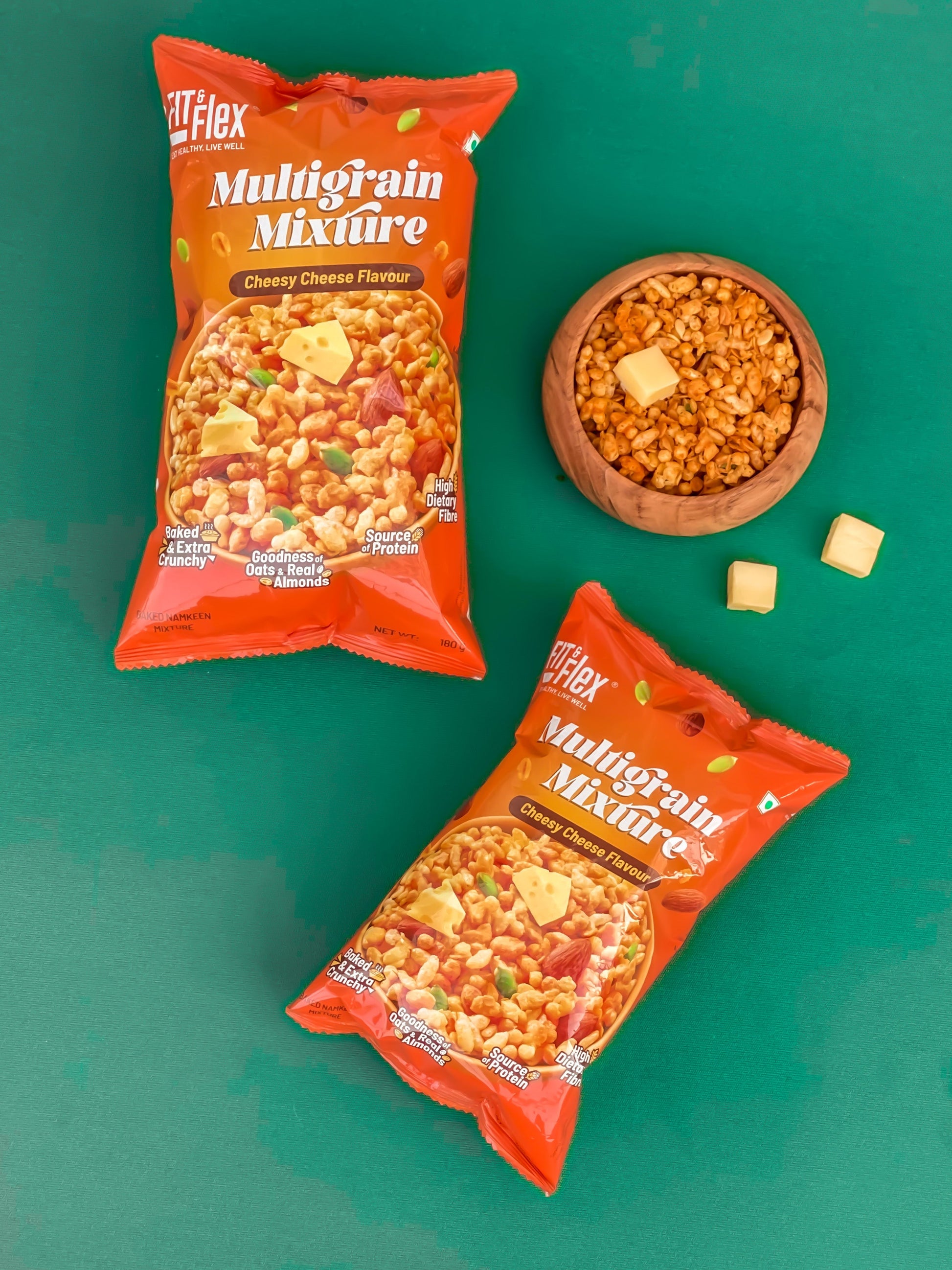 Cheesy Cheese Multigrain Mixture (Pack of 2 - 180G x 2) High Fibre, Loaded with Nuts & Seeds