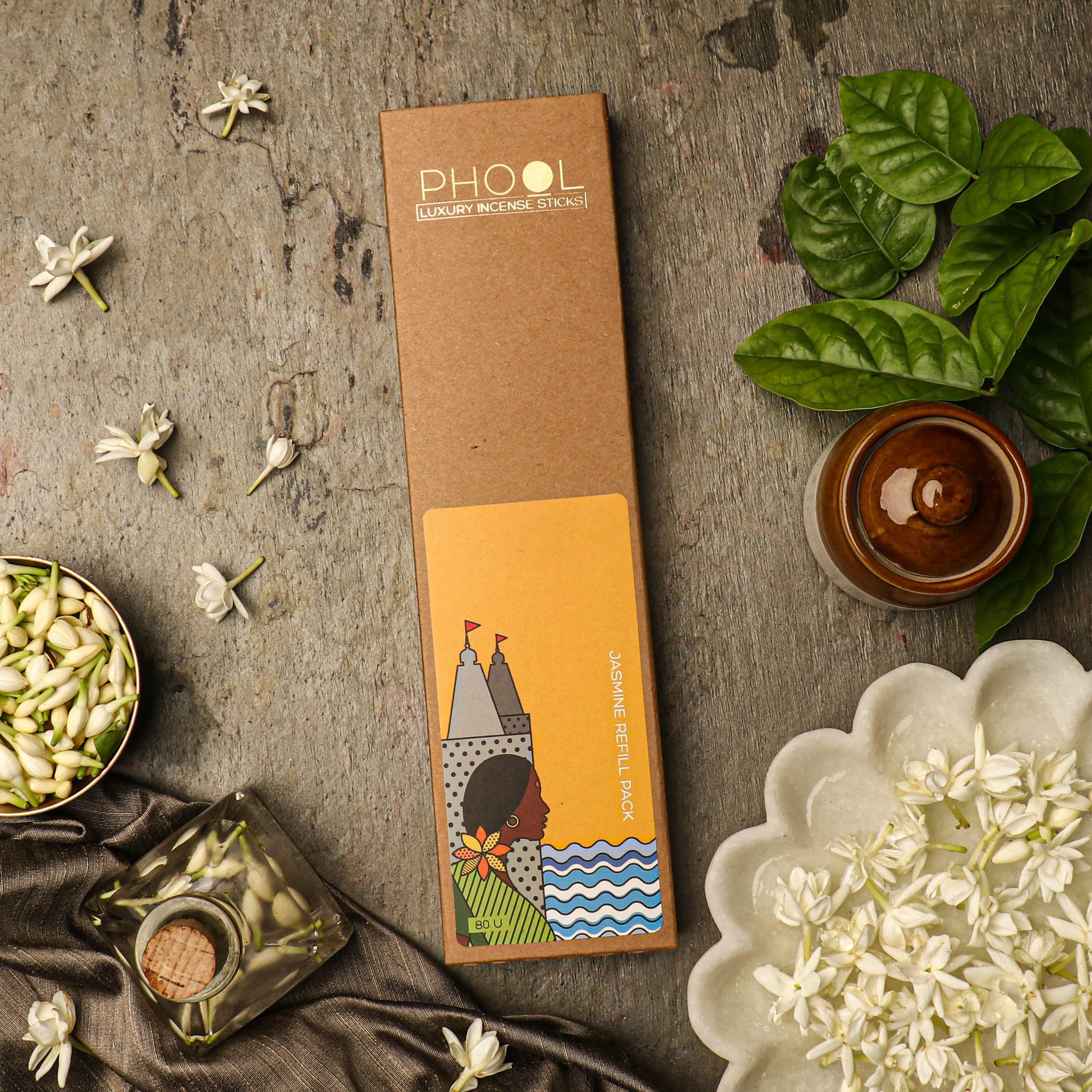 Phool Natural Incense Sticks Refill Pack Jasmine - 80 Sticks