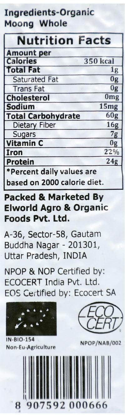 Elworld Agro & Organic Food Products Moong Whole/Sabut