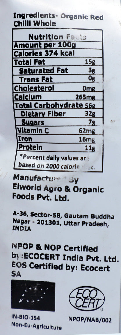 Elworld Agro & Organic Food Products  Red Chilli (Lal Mirch) Whole - 100 g