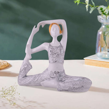 Suitable for home decor Yoga Posture Lady Statue Idol for Home Yoga Statue admirable piece of gift (silver)