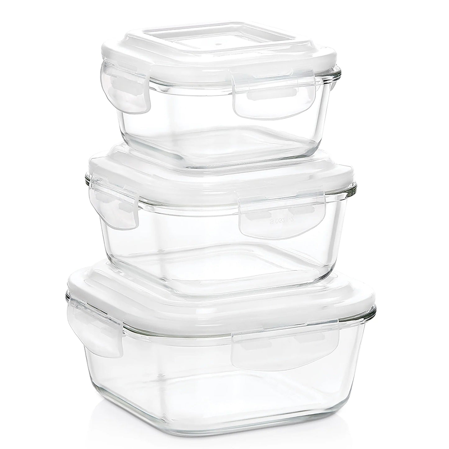 Borosil Klip N Store Round Glass Container Set of 3 (320ml+520ml+800ml)