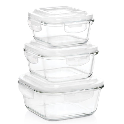 Borosil Klip N Store Round Glass Container Set of 3 (320ml+520ml+800ml)