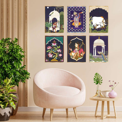 Set of Six Wall Paintings for Wall Dacoration Golden Framed Wall Paintings for Living Room &amp; Bedroom Wall Art for Home Decoration &amp; Office Wall Décor (17×13 inch CH-GD6-3)