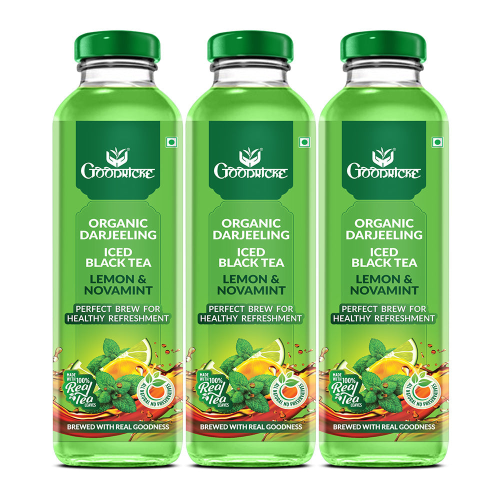Lemon and Novamint (350 ml) (Pack of 3)- Organic Darjeeling Iced Black Tea