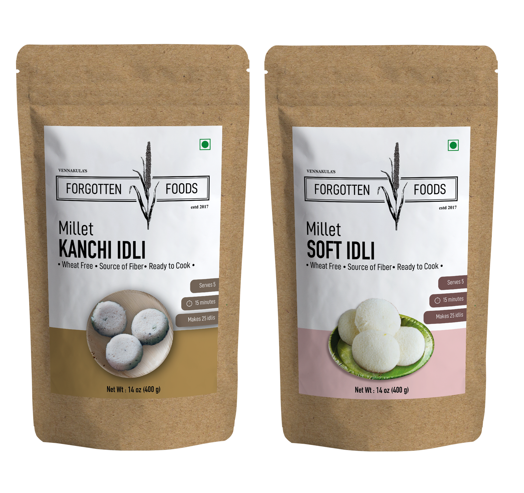 FORGOTTEN FOODS Instant Millet Idli Batter Combo - Kanchi idly and Soft Idly