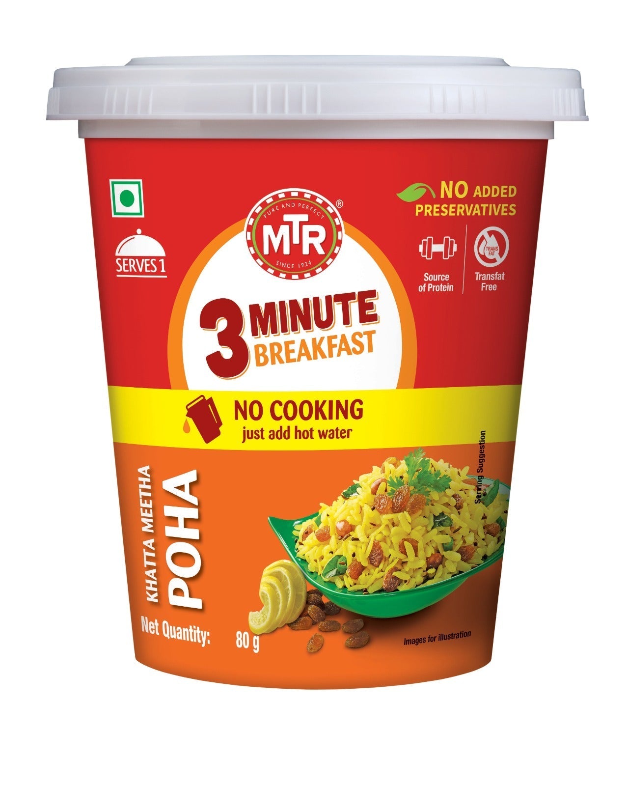 MTR 3 Minute Khatta Meetha Poha Cup  80 g