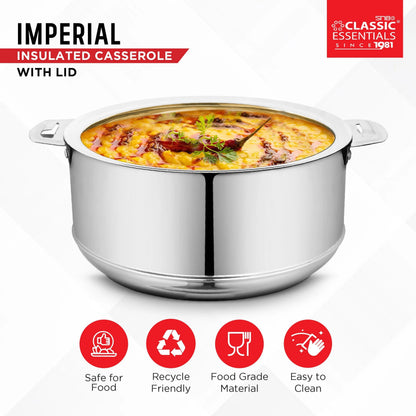Classic Essentials Imperial Stainless Steel Double Wall Insulated Casserole 2000ml