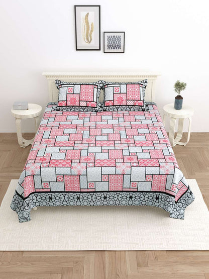 100% Pure Cotton Traditional Printed Bedsheet for Double Bed King Size Bedsheet with 2 Pillow Covers
