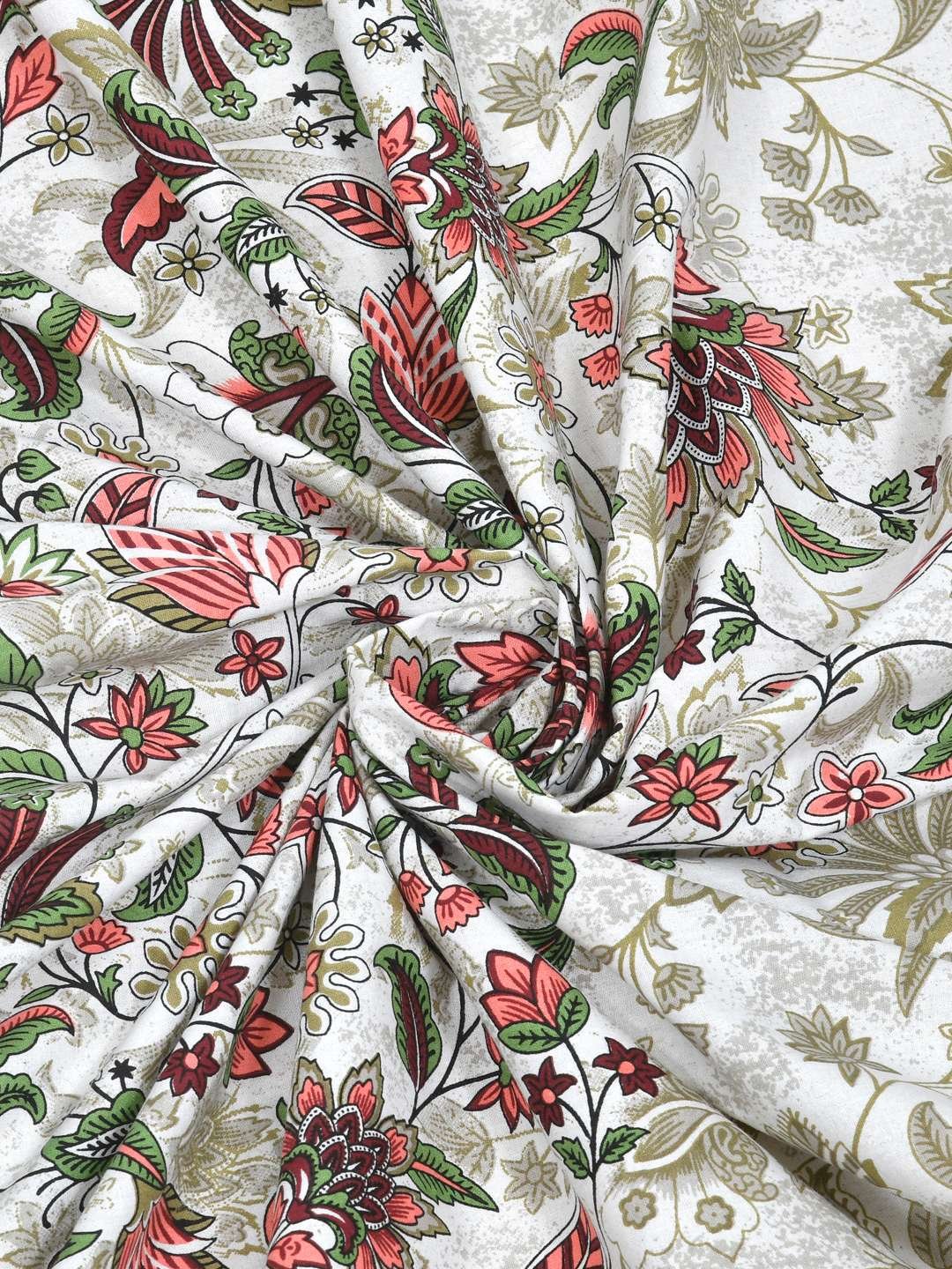 100% Pure Cotton Traditional Printed Bedsheet for Double Bed King Size Bedsheet with 2 Pillow Covers