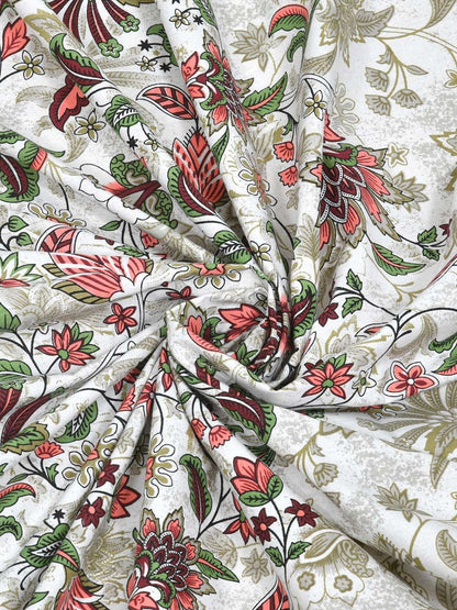 100% Pure Cotton Traditional Printed Bedsheet for Double Bed King Size Bedsheet with 2 Pillow Covers