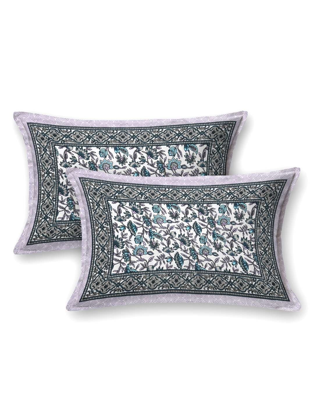 100% Pure Cotton Traditional Printed Bedsheet for Double Bed King Size Bedsheet with 2 Pillow Covers