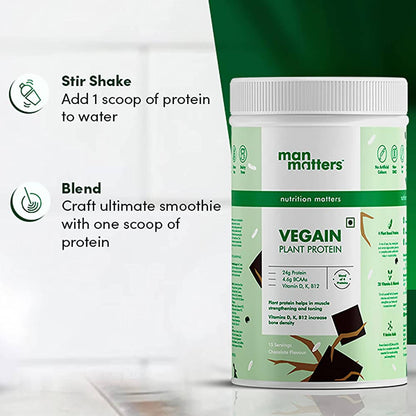 Man Matters Vegain Plant Protein Powder For Men - 500 gms