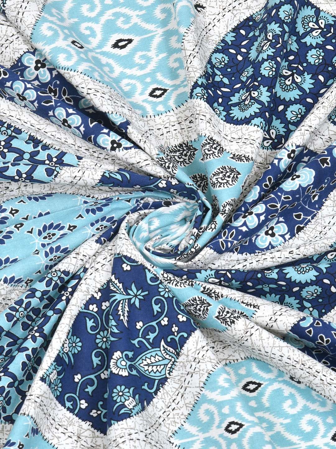 100% Pure Cotton Traditional Printed Bedsheet for Double Bed King Size Bedsheet with 2 Pillow Covers