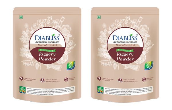 DiaBliss Diabetic Friendly Low Glycemic Index (GI) 500g Pouch – Pack of 2 Powder Jaggery
