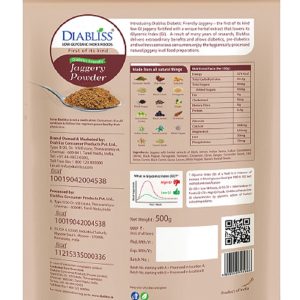 DiaBliss Diabetic Friendly Low Glycemic Index (GI) 500g Pouch Powder Jaggery