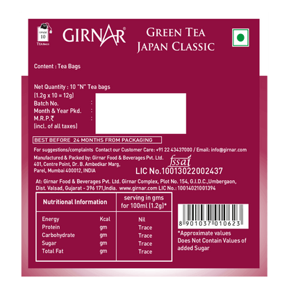 Girnar Green Tea Bags - Japan Classic