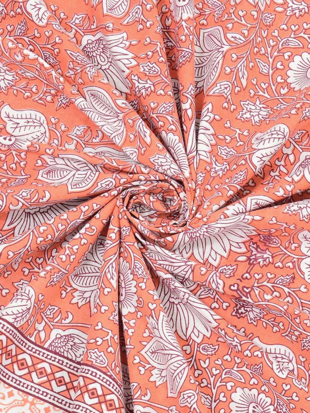 100% Pure Cotton Traditional Printed Bedsheet for Double Bed King Size Bedsheet with 2 Pillow Covers