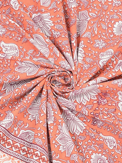 100% Pure Cotton Traditional Printed Bedsheet for Double Bed King Size Bedsheet with 2 Pillow Covers