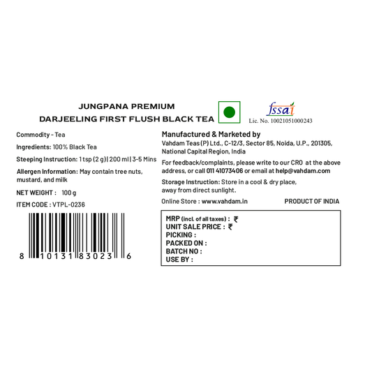 2024 Jungpana Premium Darjeeling First Flush Black Tea DJ 19