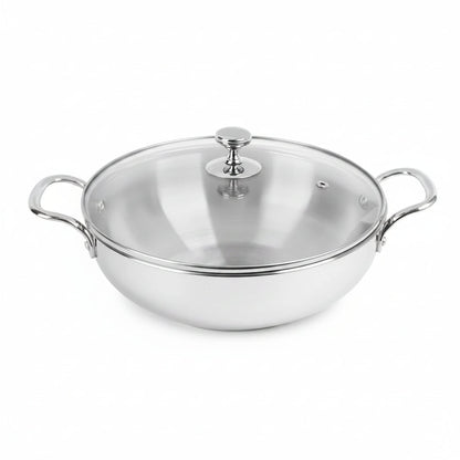 Milton Stainless Steel Kadhai with Glass Lid - 22cm