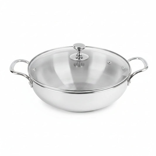 Milton Stainless Steel Kadhai with Glass Lid - 22cm