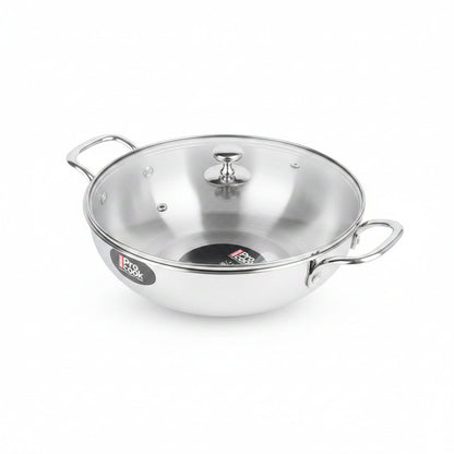 Milton Stainless Steel Kadhai with Glass Lid - 22cm