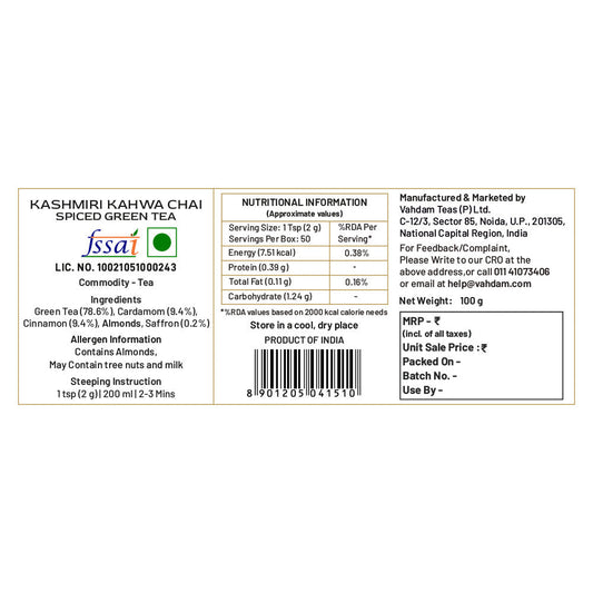 Kashmiri Kahwa Green Tea, 100 g